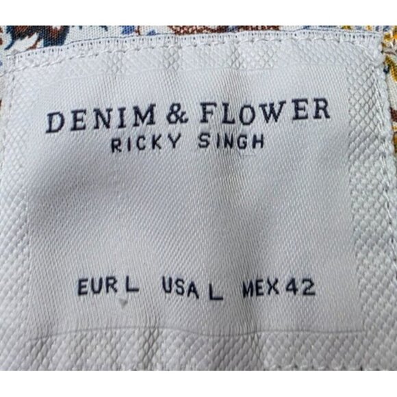 Denim & Flower Mens Floral Short Sleeve Button-Up Shirt L - Picture 2 of 9
